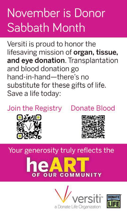 November is Donor Sabbath Month