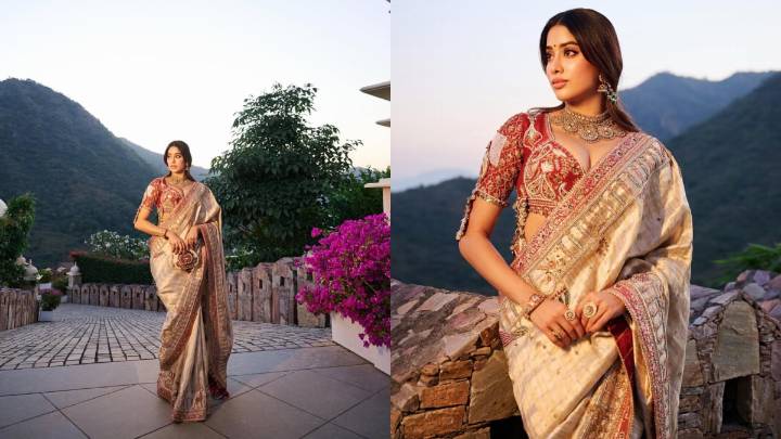 Janhvi Kapoor Dazzles In A Golden Manish Malhotra Lehenga At Deeya Shroff’s Udaipur Wedding