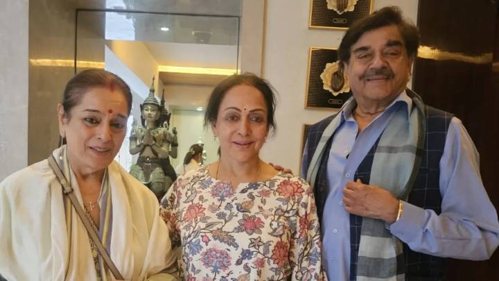 Shatrughan Sinha visits Hema Malini to check on Dharmendra’s health; shares update with pictures