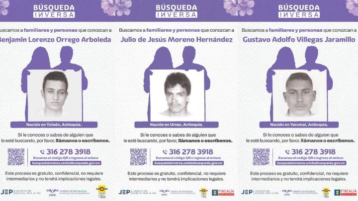 Buscan a familiares de tres antioqueños desaparecidos en el marco del conflicto armado