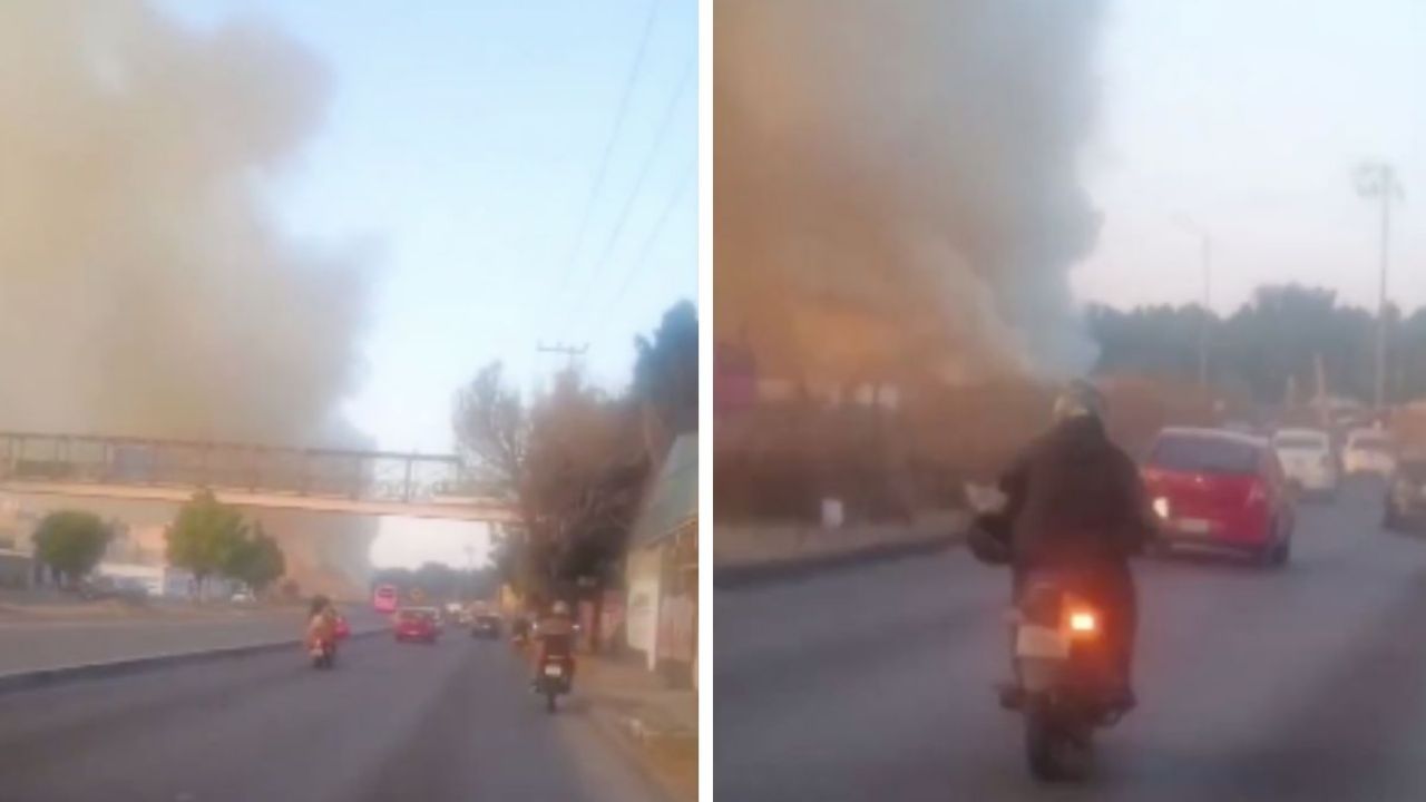 Fuerte incendio consume pastizal en Las Américas, Ecatepec, servicios de emergencia se movilizan
