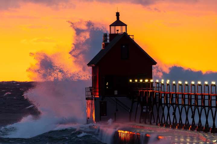 November gales whip up massive waves on Lake Michigan