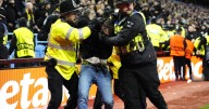 Two away fans arrested after broken seats thrown during Villa Park disorder