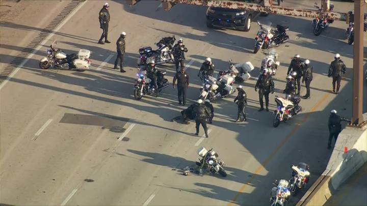 Officer crashes motorcycle on I-95 while participating in motorcade for charity event