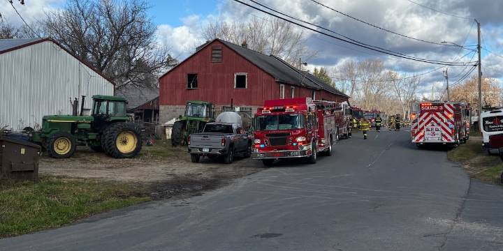 Firefighters battle barn fire in North Canaan
