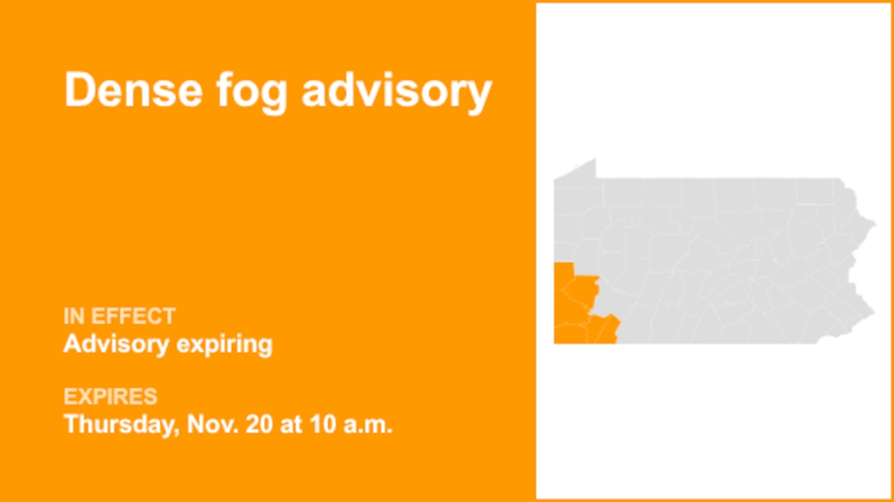 Update: Dense fog advisory for Southwest Pa. forecast to expire at 10 a.m.