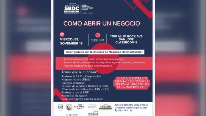 Taller gratis para abrir nuevos negocios en el condado Santa Clara