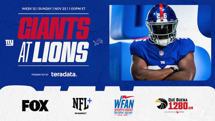 Giants vs. Lions: How to Watch, Listen & Live Stream Week 12