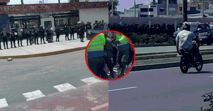 Reportan fuerte contigente policial en exteriores de San Marcos y PUCP: Un alumno fue detenido
