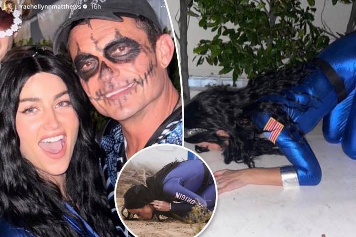 Rachel Lynn Matthews dresses as astronaut Katy Perry in Halloween photo with Orlando Bloom