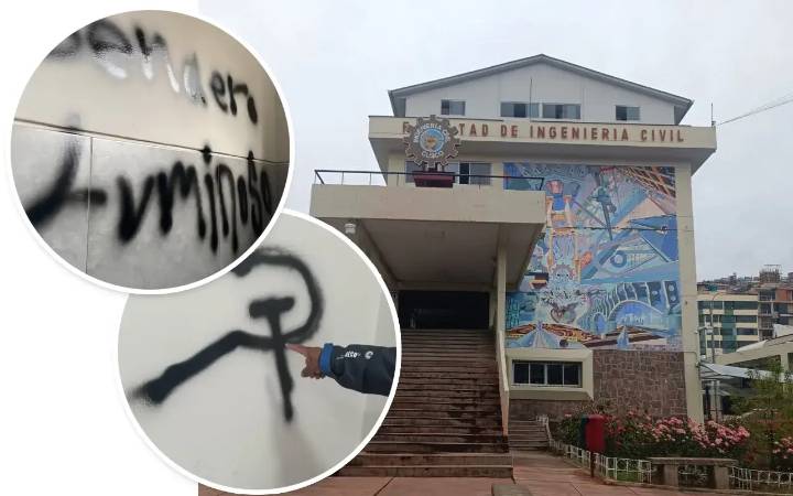 Aparecen pintas alusivas a Sendero Luminoso en la Facultad de Ingeniería Civil de la UNSAAC