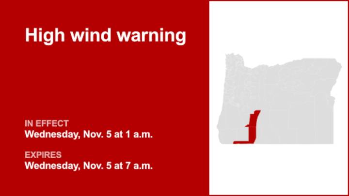 Update: High wind warning affecting South Central Oregon Cascades and Siskiyou Mountains and Southern Oregon Cascades