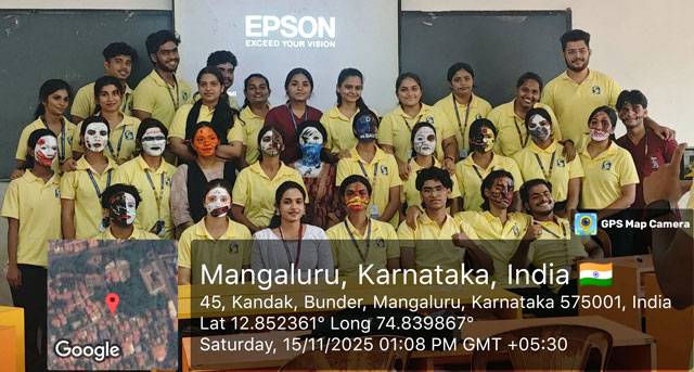 Face painting competition on theme 'Say No to Ragging' held at Srinivas University