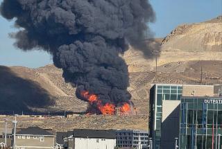 Construction site catches fire at Point of the Mountain near Lehi