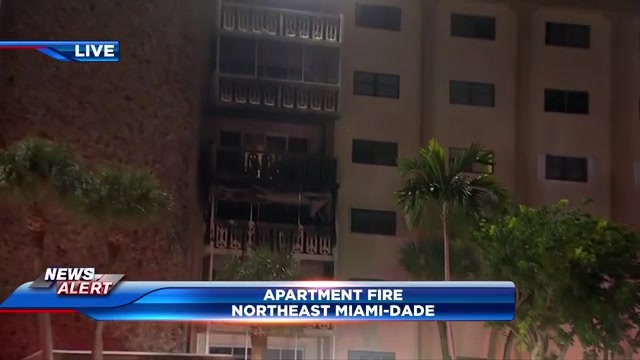 Crews battle 2-alarm fire at NE Miami-Dade apartment building; no injuries