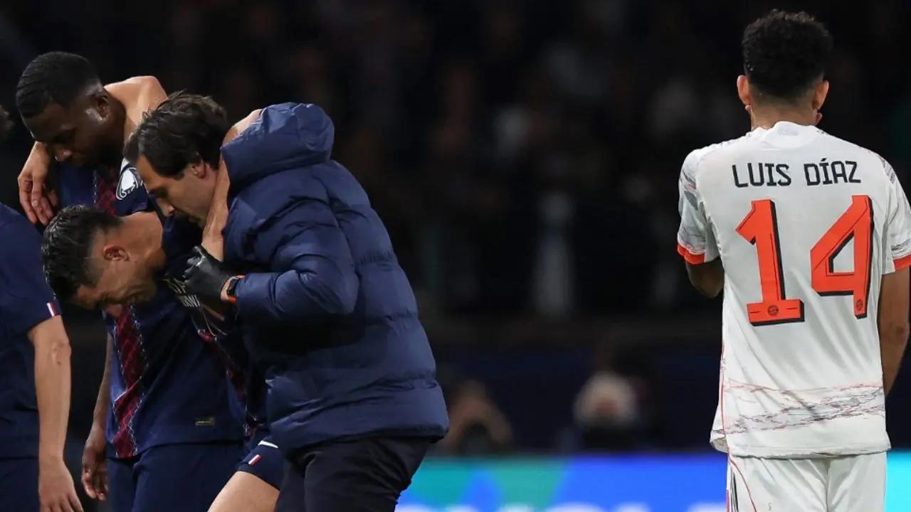 Primeras imágenes de Achraf Hakimi tras patada de Luis Díaz, en PSG vs Bayern; hay preocupación