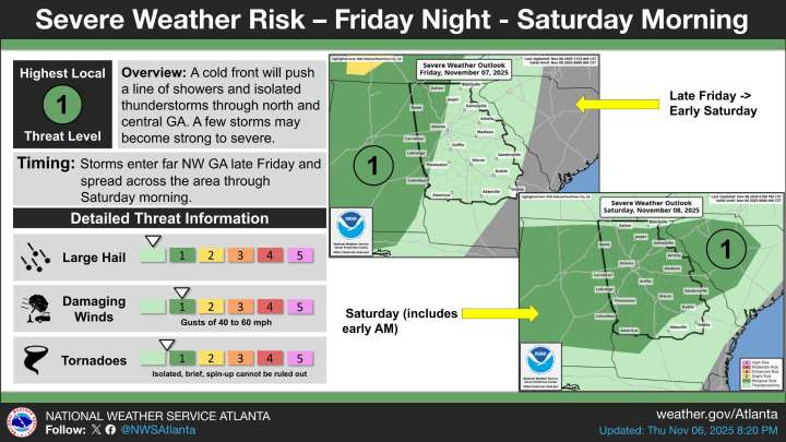 Strong Storms Could Hit Georgia Tonight and Tomorrow