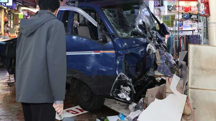 Truck hits pedestrians in South Korea market, killing 2 people and injuring 18