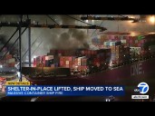 Shelter-in-place lifted after ship fire in Los Angeles, caused by electrical fire below deck