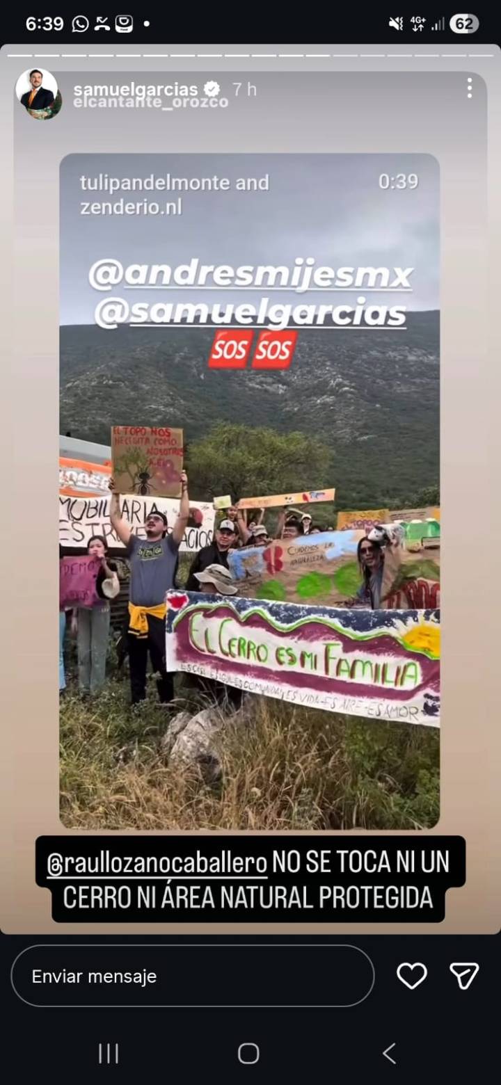 Lanza Samuel llamado a Medio Ambiente por Torres Sendero