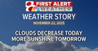 Forecast: Clouds on the decrease today, with 60s on Sunday