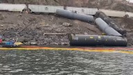 Rail operator says rock slide may have caused B.C. derailment that spilled jet fuel