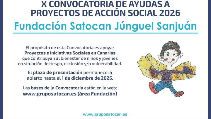 La Fundación Satocan Júnguel Sanjuán Lanza su X Convocatoria de Ayudas para Proyectos de Infancia y Juventud Vulnerable