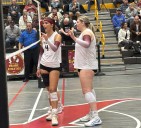 Prairie volleyball celebrates earning 3A state berth on home floor