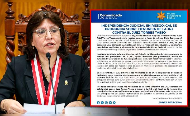 CAL rechaza denuncia de la JNJ contra juez que repuso a Delia Espinoza: “Deben respetar las decisiones judiciales”