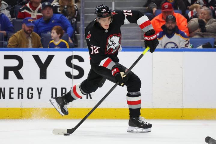 Sabres’ Tage Thompson settles old score by engaging Devils’ Stefan Noesen in a fight