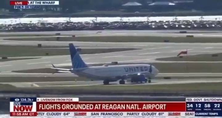 Suspensión de vuelos en el aeropuerto nacional Reagan