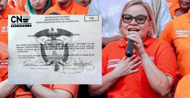 Margarita Guerra, declarada oficialmente gobernadora del Magdalena El CNE emitió el acta de escrutinio al mediodía de este martes.
