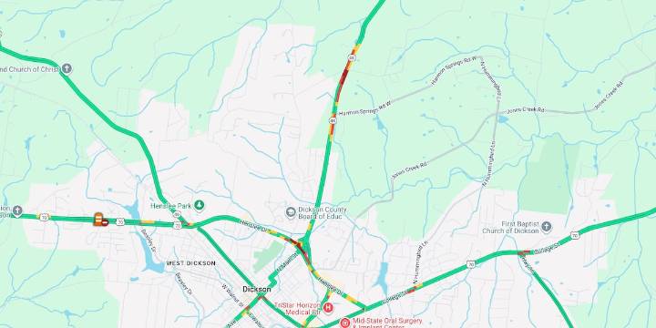 Large downed tree blocking TN highway during severe storms