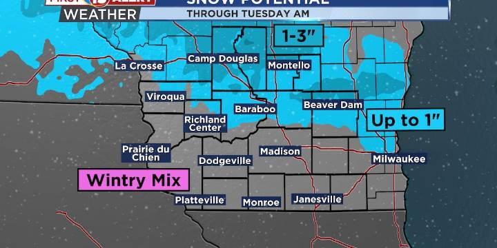 Winter Mix Overnight Brings Slushy Snow to Central Wisconsin