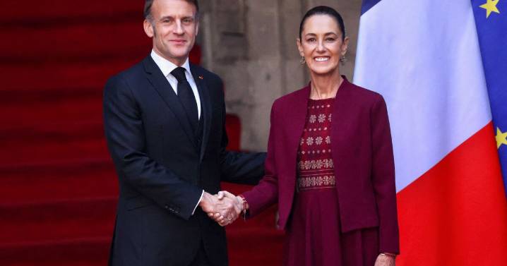 Claudia Sheinbaum se reúne con el presidente Emmanuel Macron en Palacio Nacional