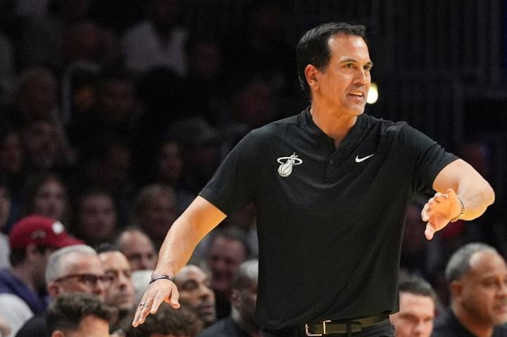 Erik Spoelstra had no idea why he was getting drenched in the locker room. His 800th win was why