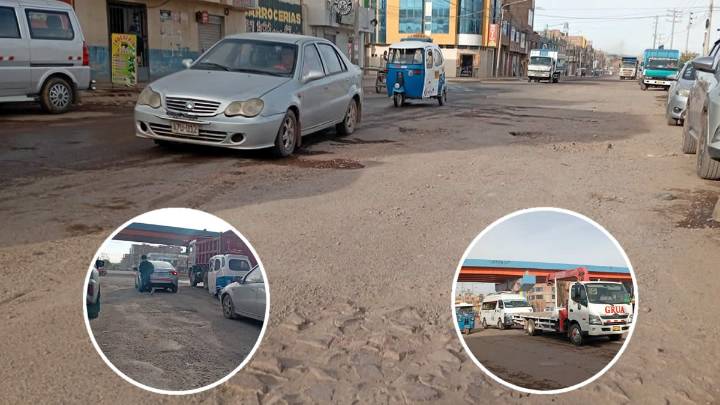 Juliaca: Baches y semáforos causan caos vehicular en salida al Cusco.