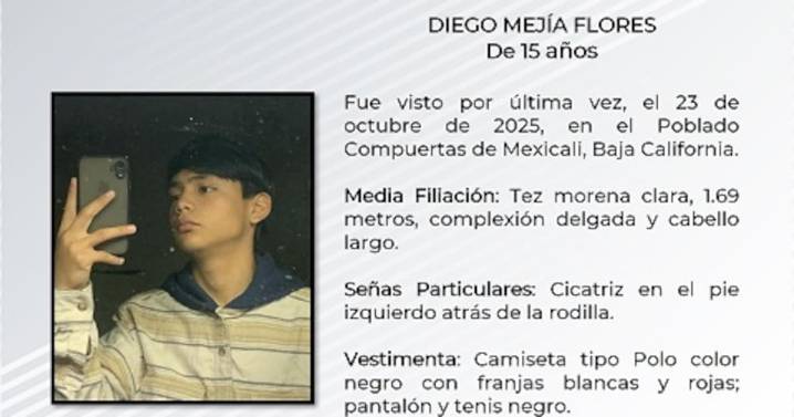 Familiares buscan a Diego Mejía Flores