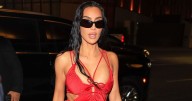 Kim Kardashian's Fiery Red Top Photos Show Flirty Fishnet Detail
