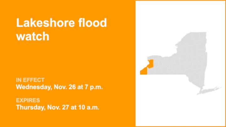 NY weather: Lakeshore flood watch for Erie and Chautauqua counties for Wednesday and Thursday