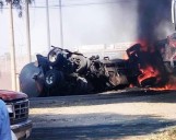 Tren se lleva pipa en Teocalco