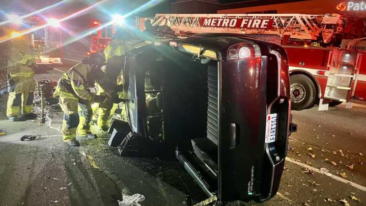 Man rescued from overturned truck after Sacramento crash