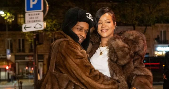 Rihanna & A$AP Rocky Are All Loved Up in Paris in Matching Fur Coats