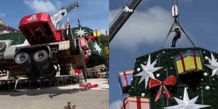 Tragedia en Brasil: un empleado murió aplastado  por un árbol navideño en el centro de la ciudad de Manaos