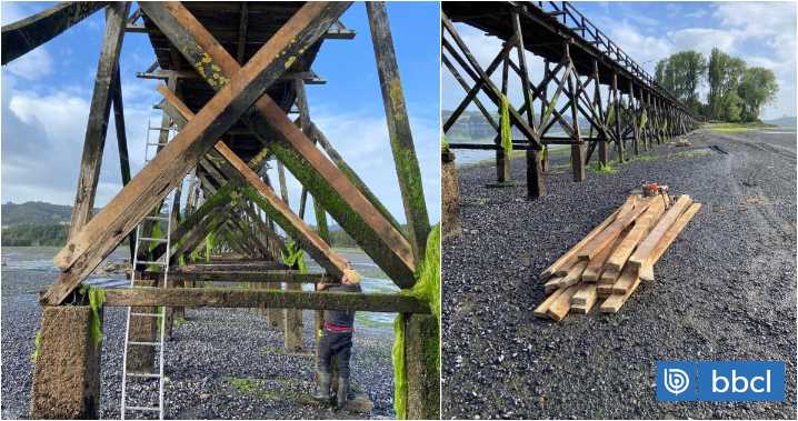 Realizan trabajos de mejoras en pasarela de Isla Aucar en Quemchi de cara a temporada estival