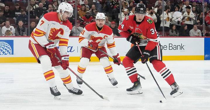 Connor Bedard scores 3 times as the Blackhawks beat the Flames 5