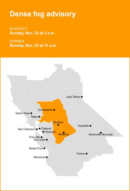 Update: Dense fog advisory in place for Delta for Sunday