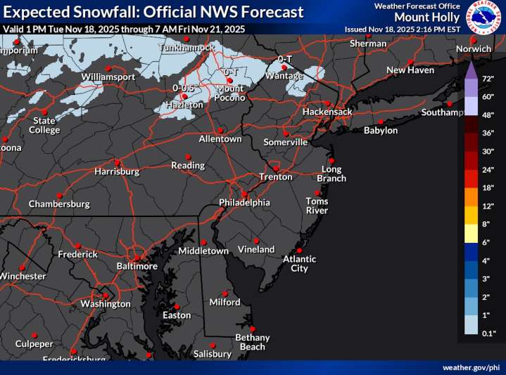 Light snow possible overnight in northern sections of N.J.