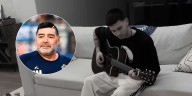Guitarra en mano y con una icónica canción de rock: el sentido homenaje de Mastantuono a Maradona en el aniversario de su muerte
