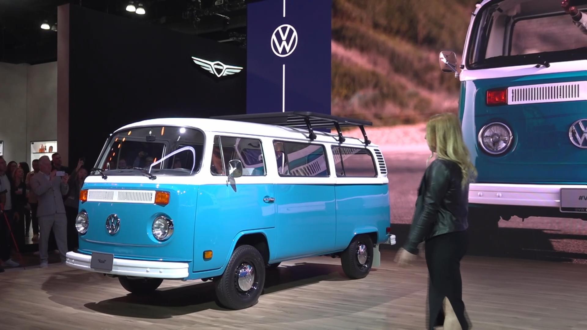 Volkswagen debuts restored vintage blue bus that survived a California wildfire and melted hearts